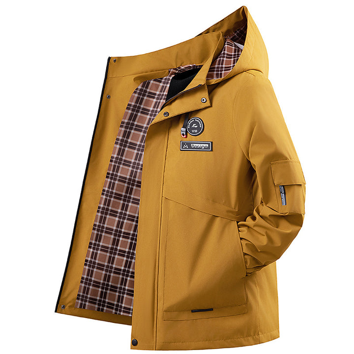 Herren Wasserabweisende Outdoor-Jacke mit verstellbarem Kragen Drune