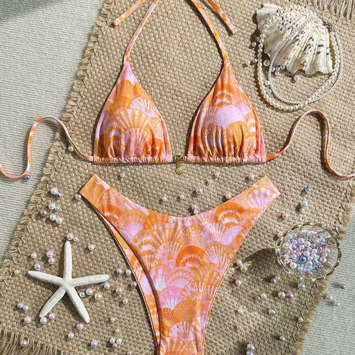 Damen Triangel-Bikini mit Muschel-Muster Drune