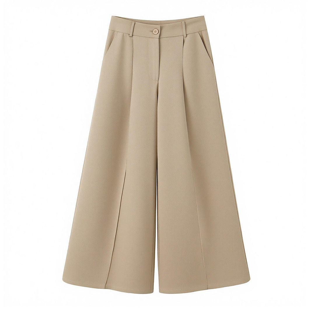 Damen Zweiteiliges Bouclé‑Wickelblazer und High‑Waist Palazzo‑Hosen Set Drune