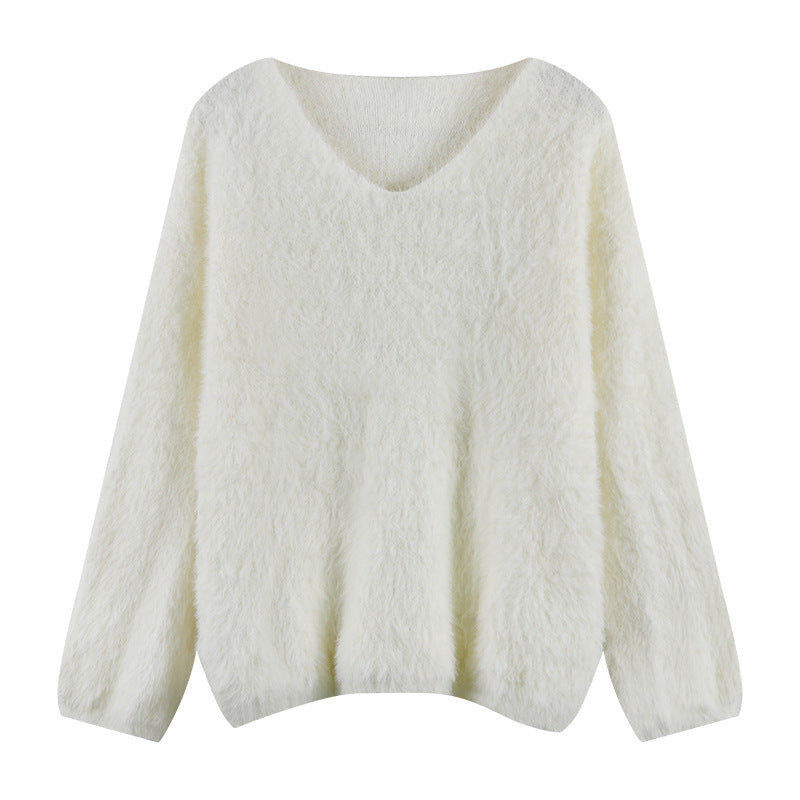Damen Flauschiger Pullover mit weitem Schnitt Drune