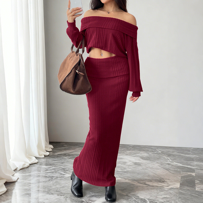 Damen Elegantes Strick-Kleidungsset Drune