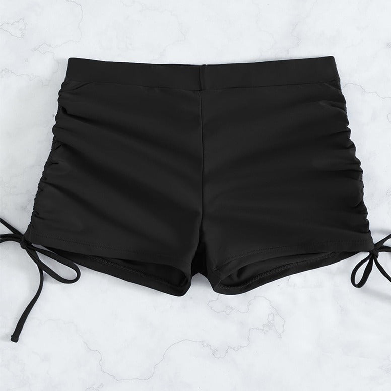 Damen Hochtaillierte Raffung Badehose Drune