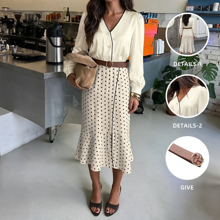 Damen Elegante Bluse mit Knopfdetails und Rüschen Drune