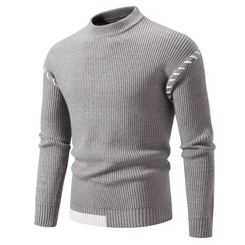 Herren modischer Strickpullover mit hohem Kragen und einzigartigem Zopfdesign Drune