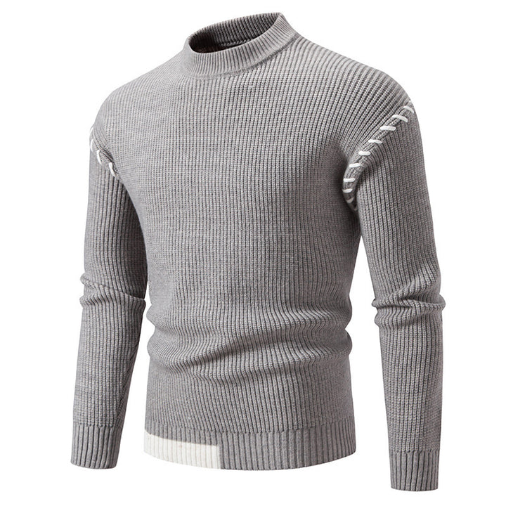 Herren modischer Strickpullover mit hohem Kragen und einzigartigem Zopfdesign Drune