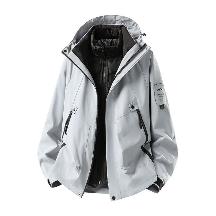Herren Zwei-in-eins Wetterschutzjacke mit abnehmbarer Steppweste und verstellbarer Kapuze Drune