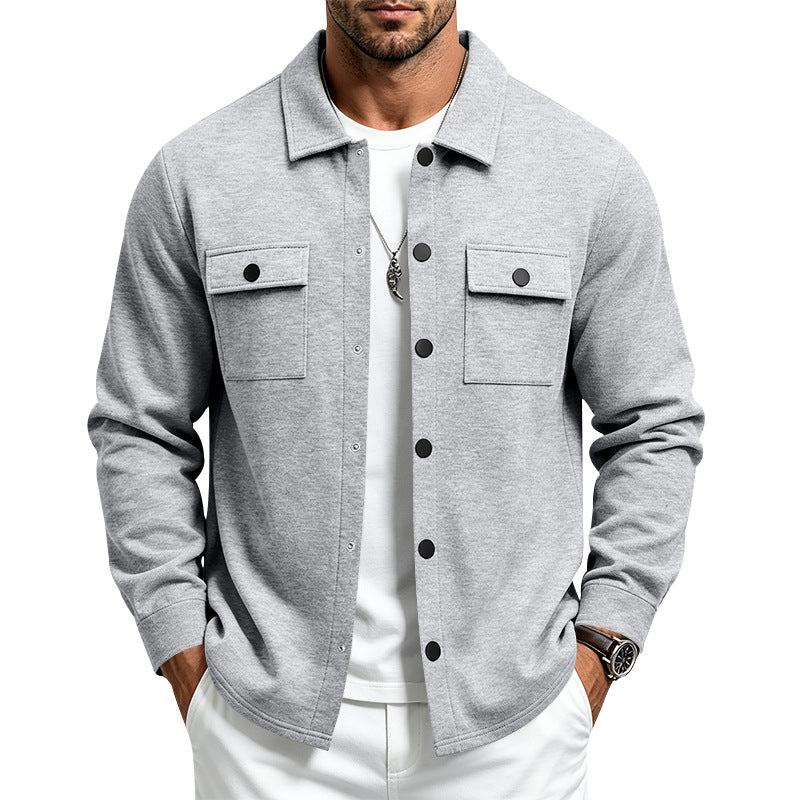 Herren Overshirt-Jacke mit Druckknopfleiste und aufgesetzten Brusttaschen Drune