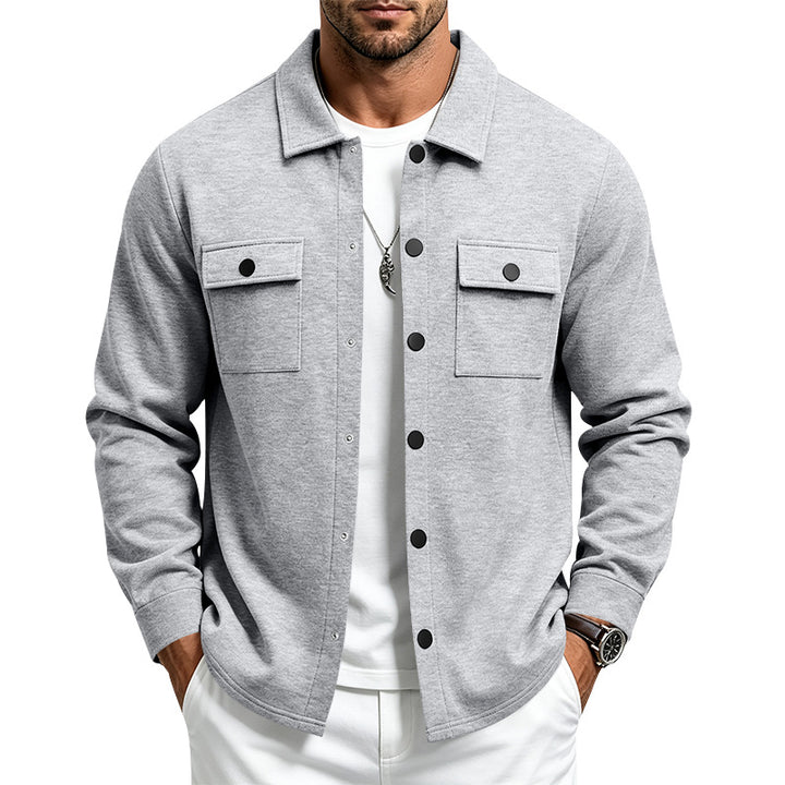 Herren Overshirt-Jacke mit Druckknopfleiste und aufgesetzten Brusttaschen Drune