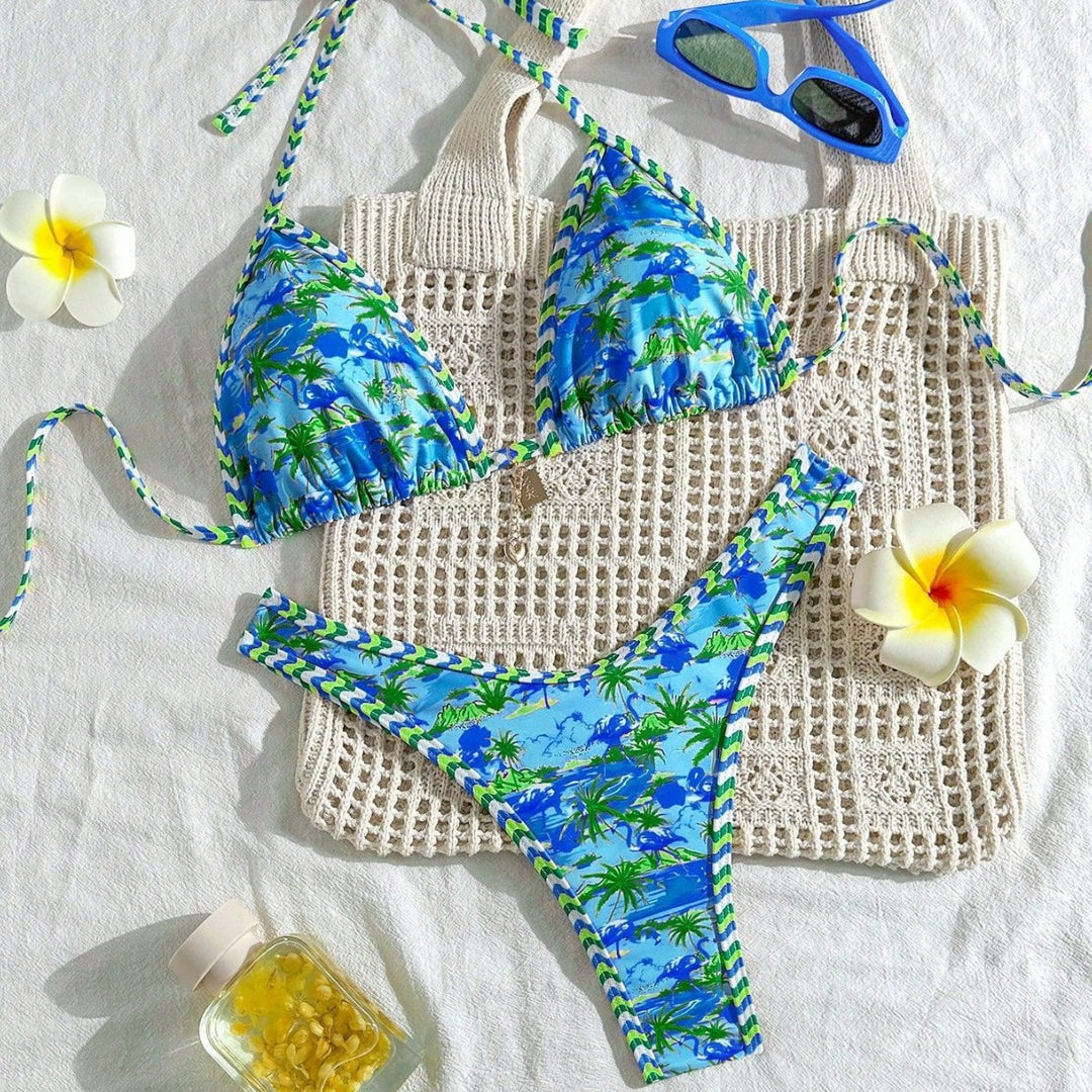 Damen Hochwertiger Triangel-Bikini mit maritimem Motiv Drune