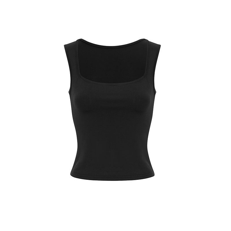 Damen eng anliegendes Tanktop mit quadratischem Ausschnitt und atmungsaktiver Struktur Drune