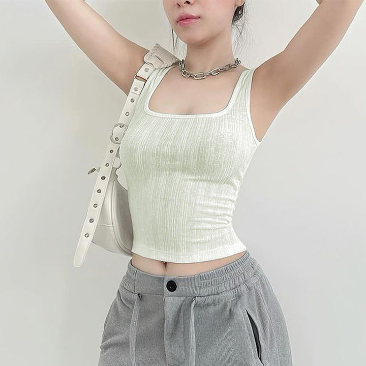 Damen sportliches Tanktop mit modischen Rippdetails Drune