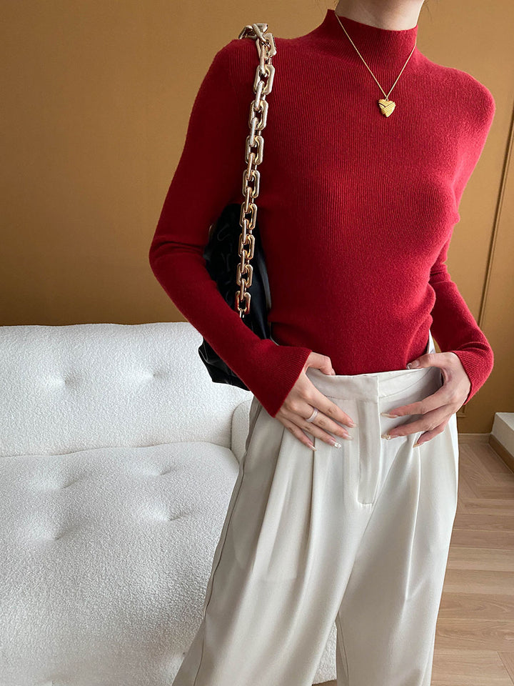Damen Feinstrickpullover mit hohem Kragen und eleganter Passform Drune
