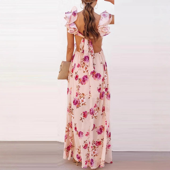 Damen Maxikleid mit Rüschen und floralem Muster Drune