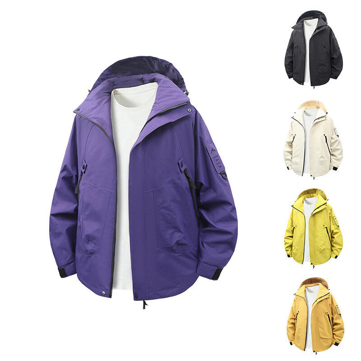 Herren funktionale und wasserabweisende Outdoor-Jacke mit verstellbarem Kapuzenkragen Drune