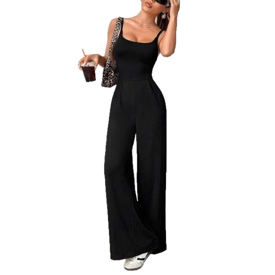 Damen Eleganter Jumpsuit mit weitgeschnittenen Beinen und schmeichelndem Oberteil Drune