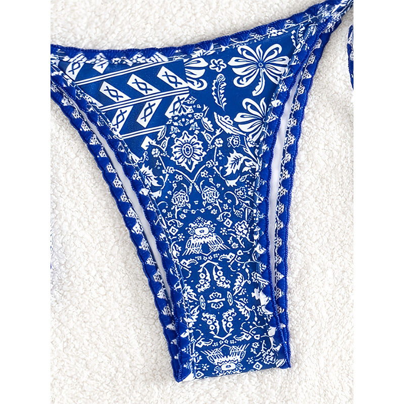 Damen Triangel-Bikini mit verspieltem Floral-Muster und eleganten Bänder Drune