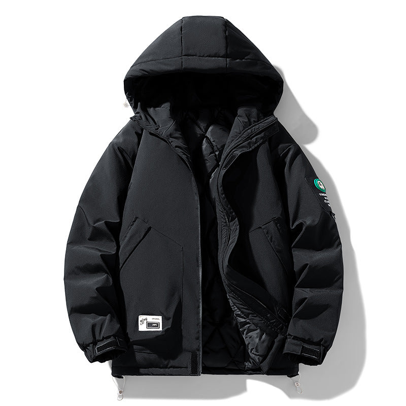 Herren Oversize-Utility-Kapuzenjacke mit verstellbarem Saum, verdecktem Reißverschluss und Multifunktions-Taschen Drune