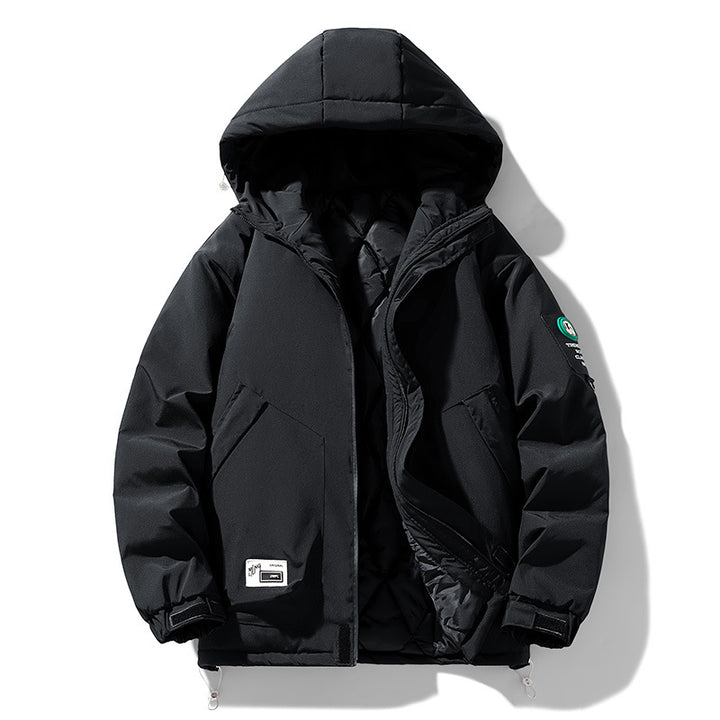 Herren Oversize-Utility-Kapuzenjacke mit verstellbarem Saum, verdecktem Reißverschluss und Multifunktions-Taschen Drune
