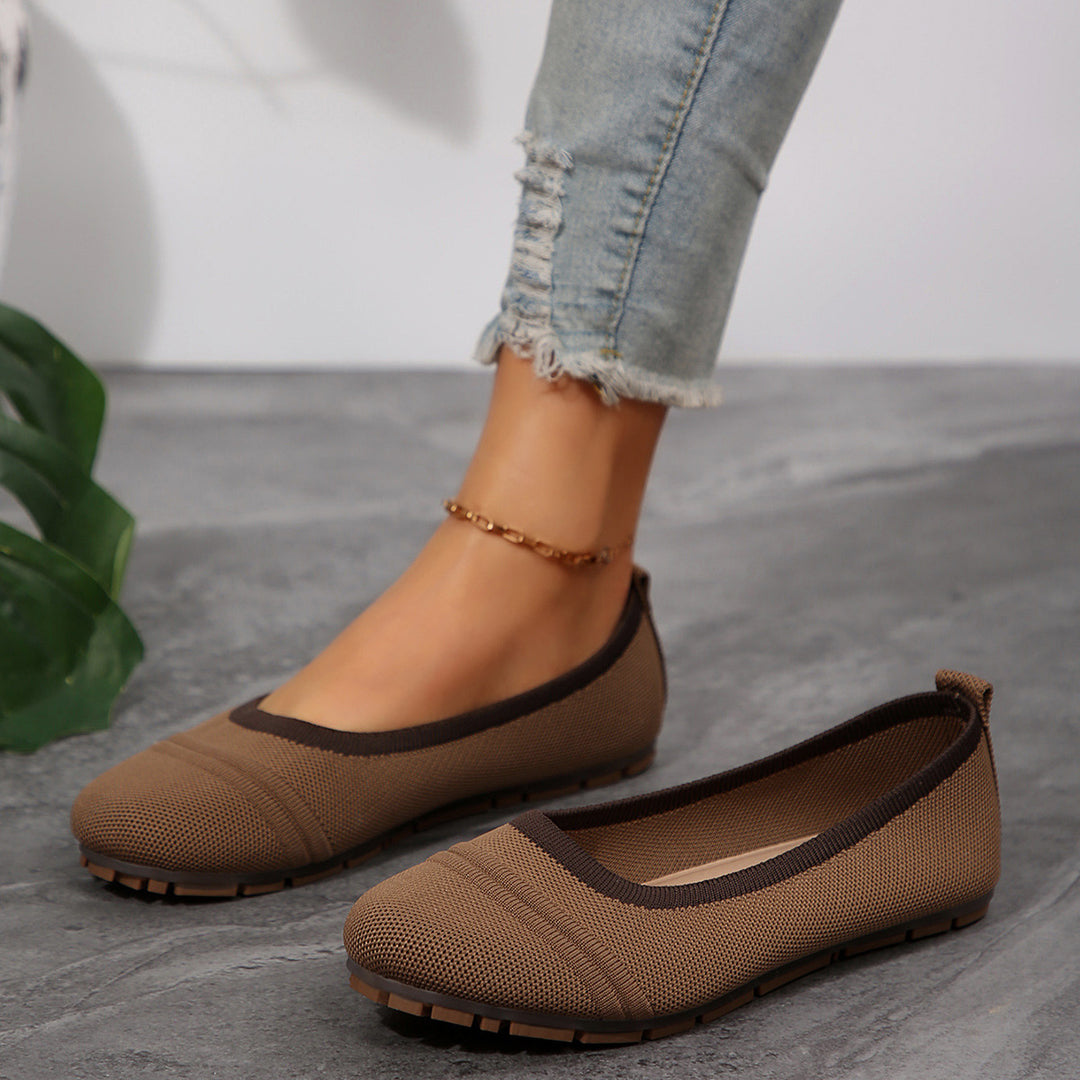 Damen  atmungsaktive Strick‑Ballerina mit ergonomischem Memory‑Fußbett und rutschfester Flexsohle Drune
