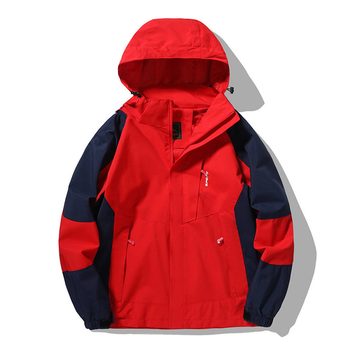 Herren wind- und wasserabweisende Outdoor-Hoodiejacke mit Belüftungsnetz, verstellbarer Kapuze und verdeckter Frontblende Drune
