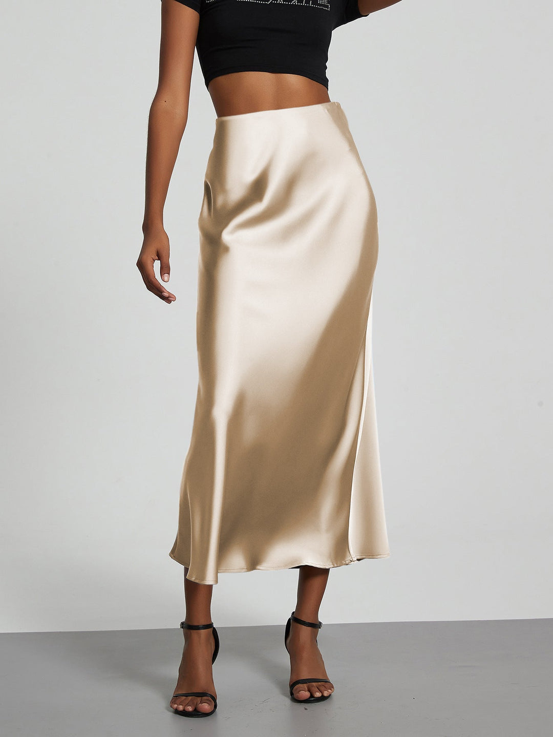 Damen Elegante und fließende Satin Maxiröcke Drune