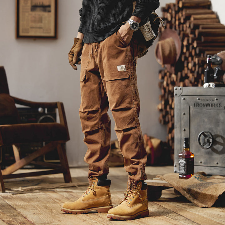 Herren Canvas‑Utility‑Jogger mit verstärkten Kniepaneelen, Klapptaschen und elastischem Knöchelsaum Drune