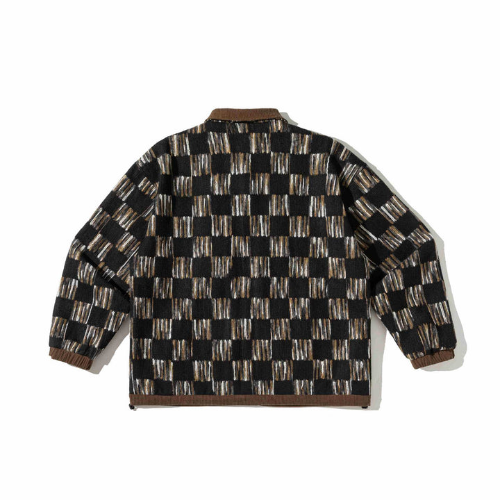 Herren Gemusterte Wollmix Overshirtjacke mit Cordkragen und Pattentaschen Drune