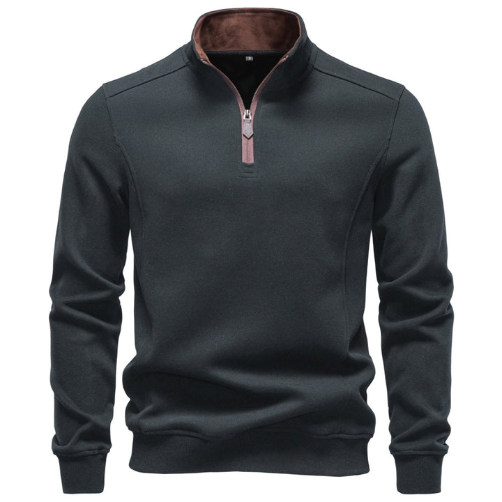 Herren Troyer-Pullover mit kurzem Reißverschluss und Stehkragen Drune