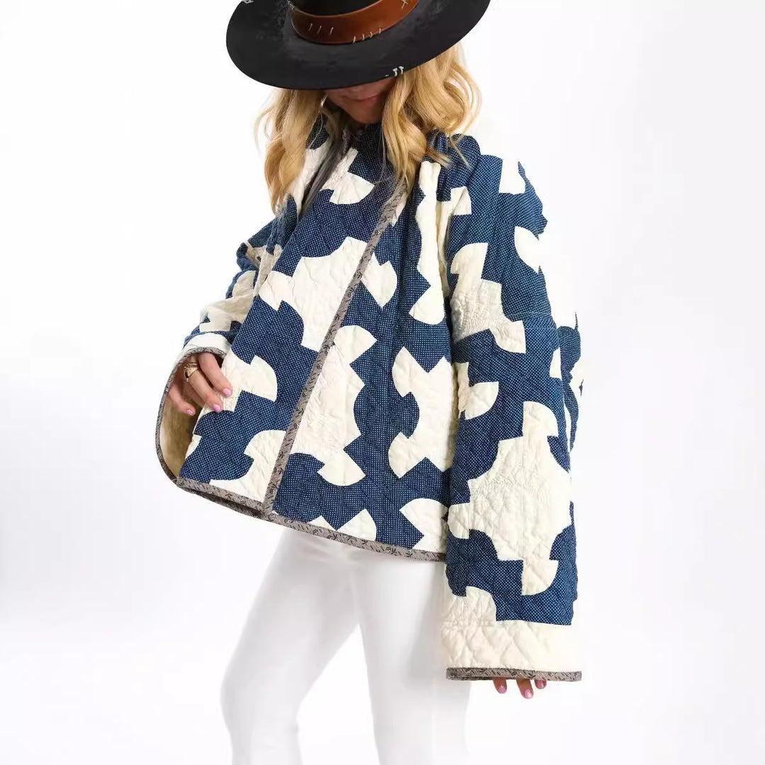 Damen Steppjacke mit modernen geometrischen Mustern und leichtem Material Drune