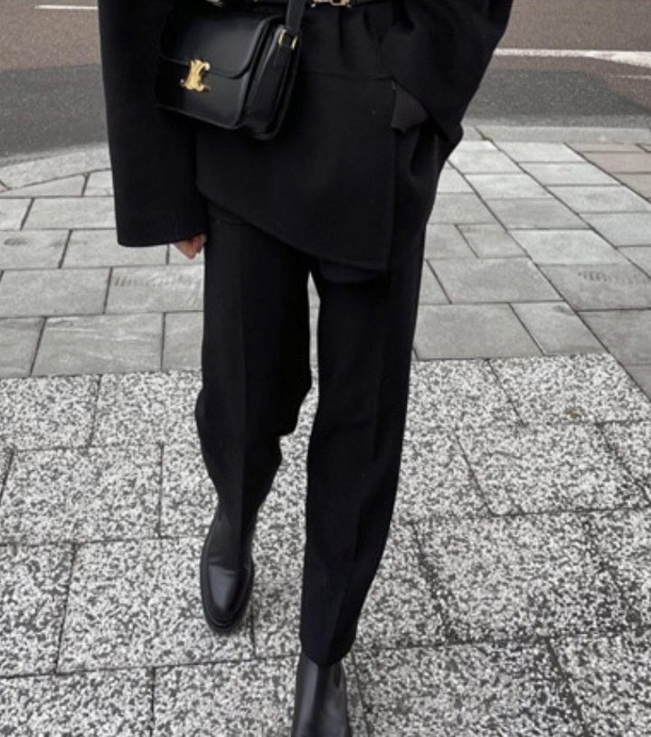 Damen elegante Anzughose mit hohem Bund und modischem Gürtel Drune