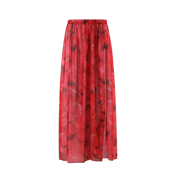 Damen Einteiler Badeanzug mit floralem Design und transparentem Überrock Drune