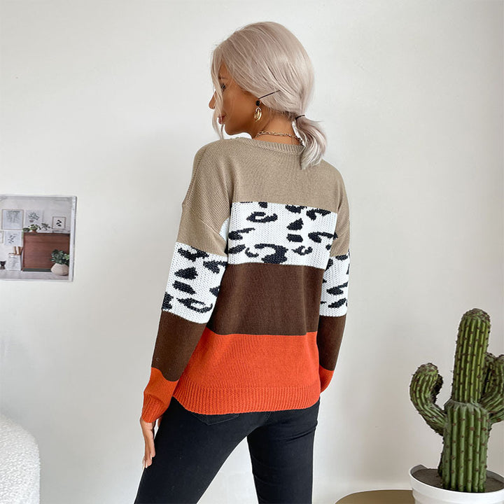 Damen Lässiger Strickpullover mit Animal-Print Drune