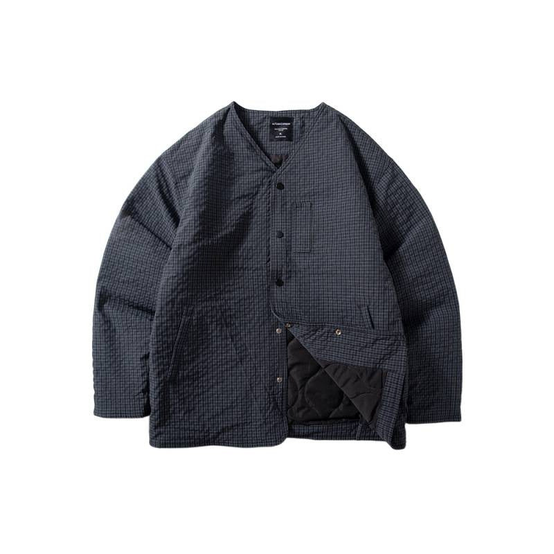 Herren Steppjacke ohne Kragen mit Druckknopfverschluss und seitlichen Eingrifftaschen Drune