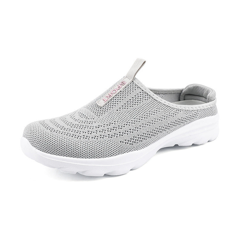 Damen nan gestrickter Mule-Sneaker mit offenem Fersenkragen, elastischem Einstieg und gepolsterter Laufsohle Drune