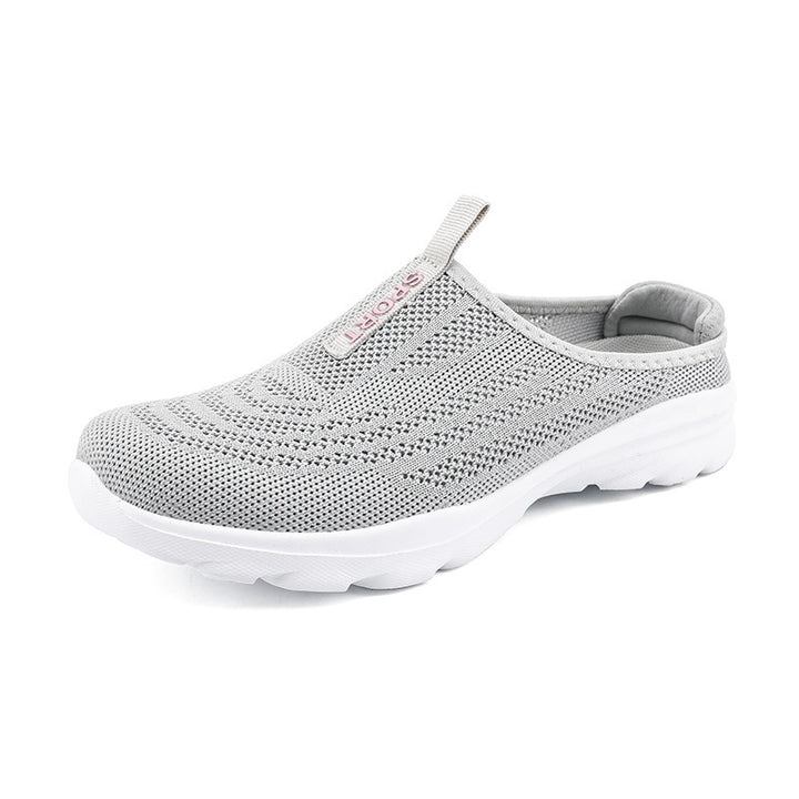 Damen nan gestrickter Mule-Sneaker mit offenem Fersenkragen, elastischem Einstieg und gepolsterter Laufsohle Drune