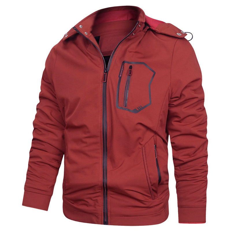 Herren Sportliche Softshell-Hoodiejacke mit wasserabweisender Membran Brusttasche und Stehkragen Drune