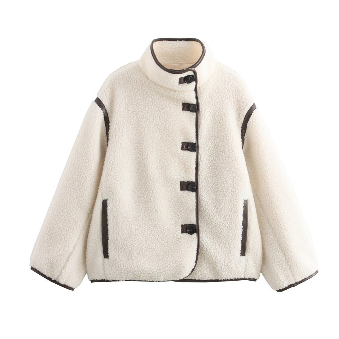Damen Kuschelige Teddyjacke mit hohem Kragen und praktischen Eingrifftaschen Drune