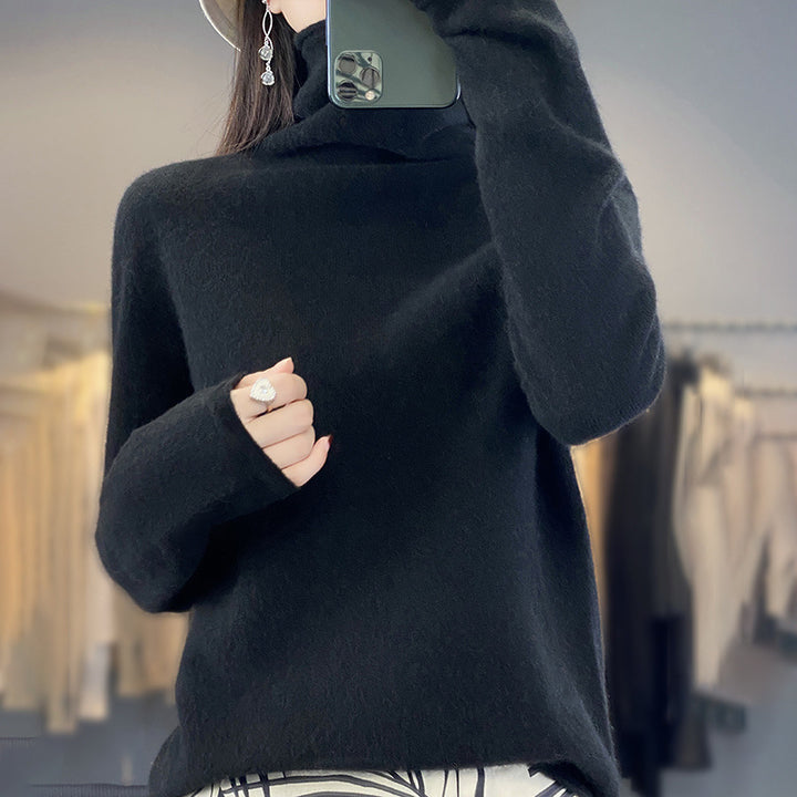 Damen Weicher Feinstrick-Rollkragenpullover mit kaschmirähnlicher Haptik und verlängerten Bündchen Drune