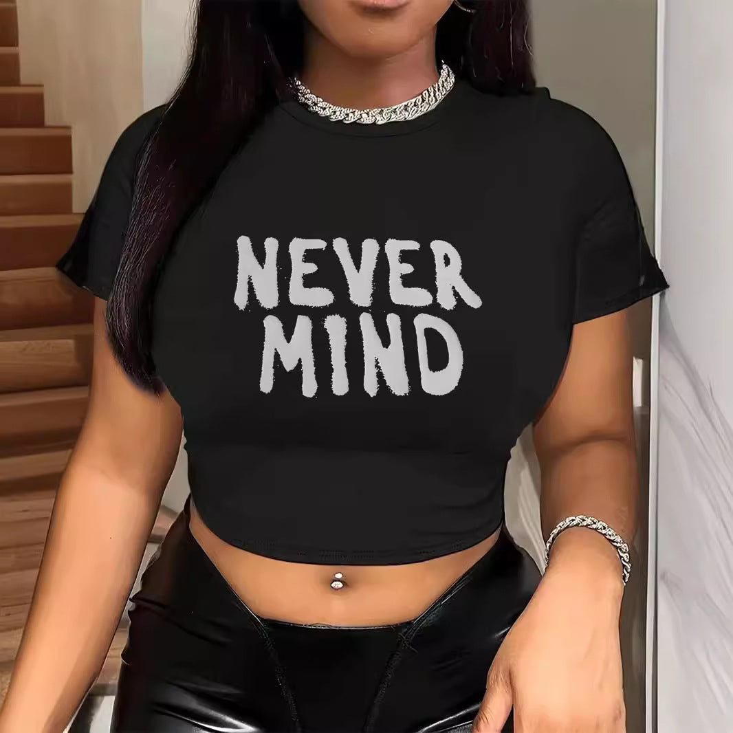 Damen Crop-T-Shirt mit auffälligem Statement-Print Drune 1777452337