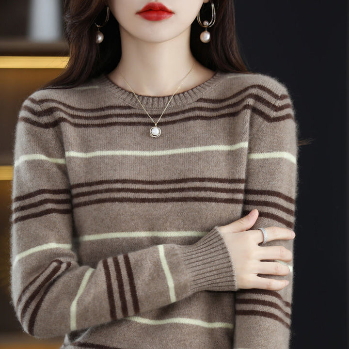 Damen moderner und gemütlicher Streifenpullover Drune