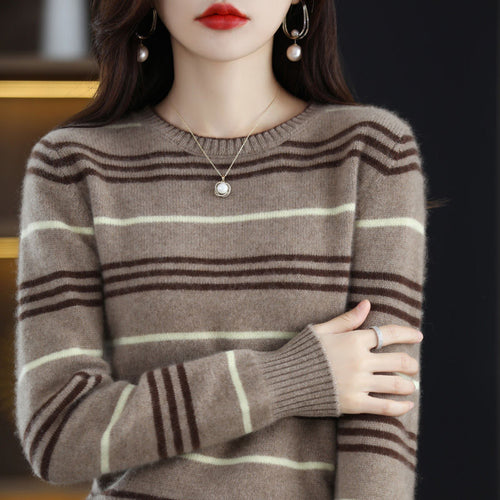 Damen moderner und gemütlicher Streifenpullover Drune