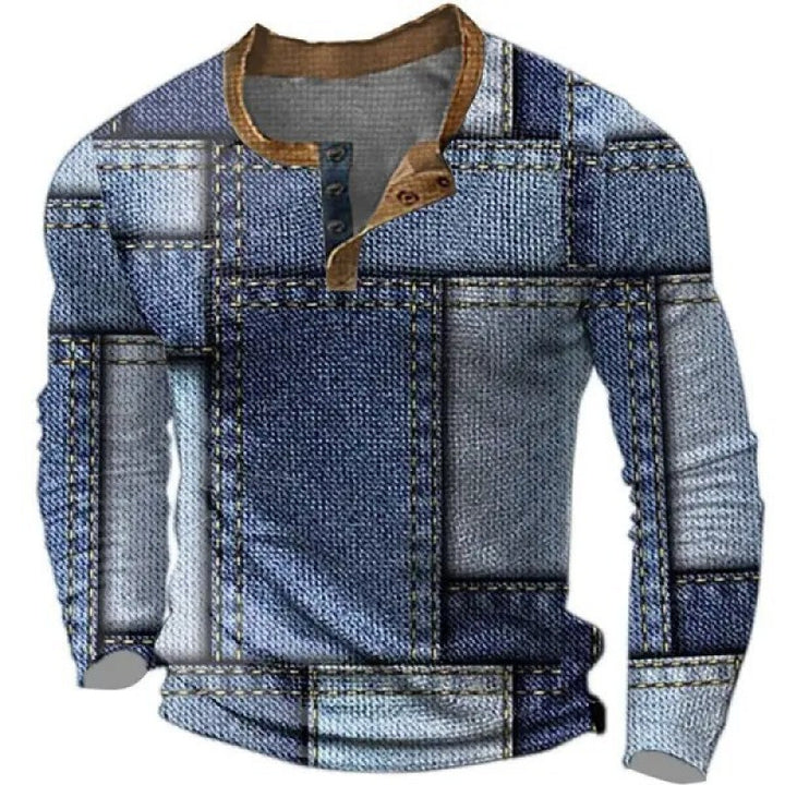 Herren Sportliches Langarmshirt mit Knopfleiste Drune
