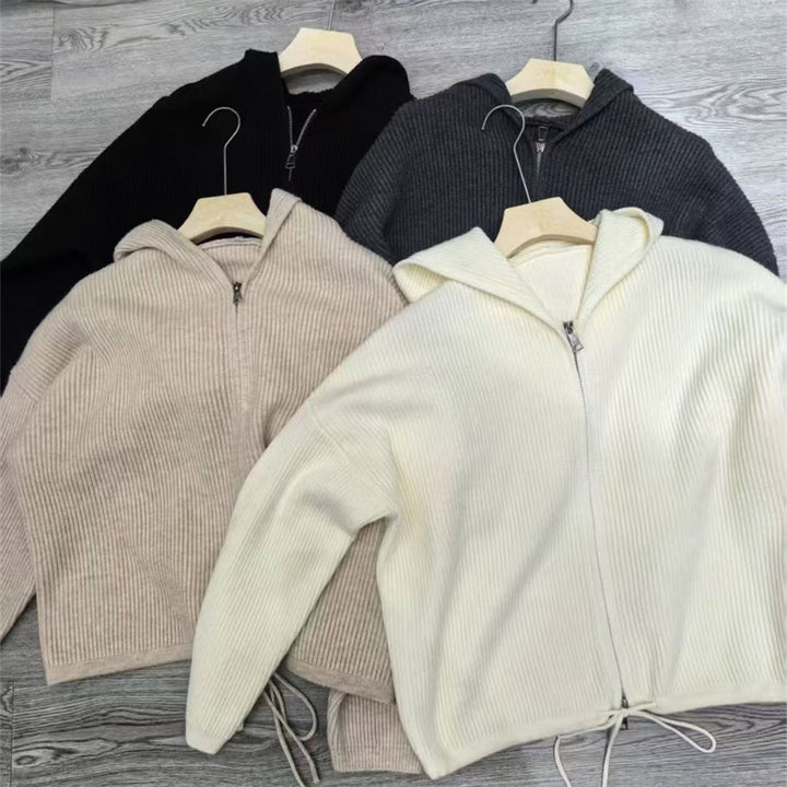 Damen Modische Kapuzenjacke mit seitlichen Eingrifftaschen Drune
