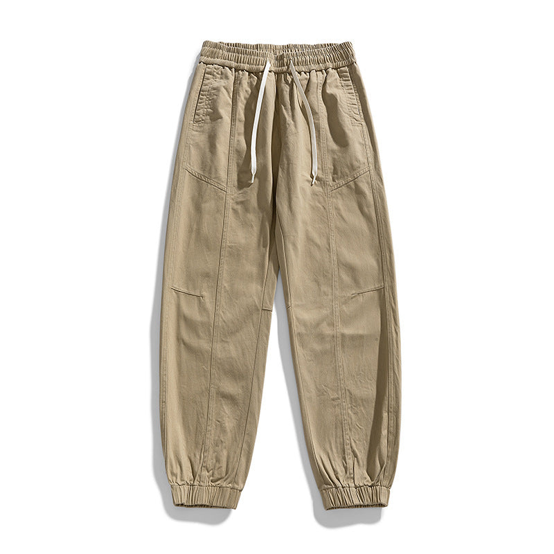 Herren Oversized Utility-Jogginghose aus robustem Baumwollmix mit Kordelbund, seitlichen Cargo‑Taschen & gerippten Bündchen Drune