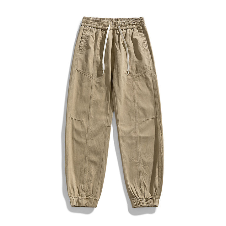Herren Oversized Utility-Jogginghose aus robustem Baumwollmix mit Kordelbund, seitlichen Cargo‑Taschen & gerippten Bündchen Drune