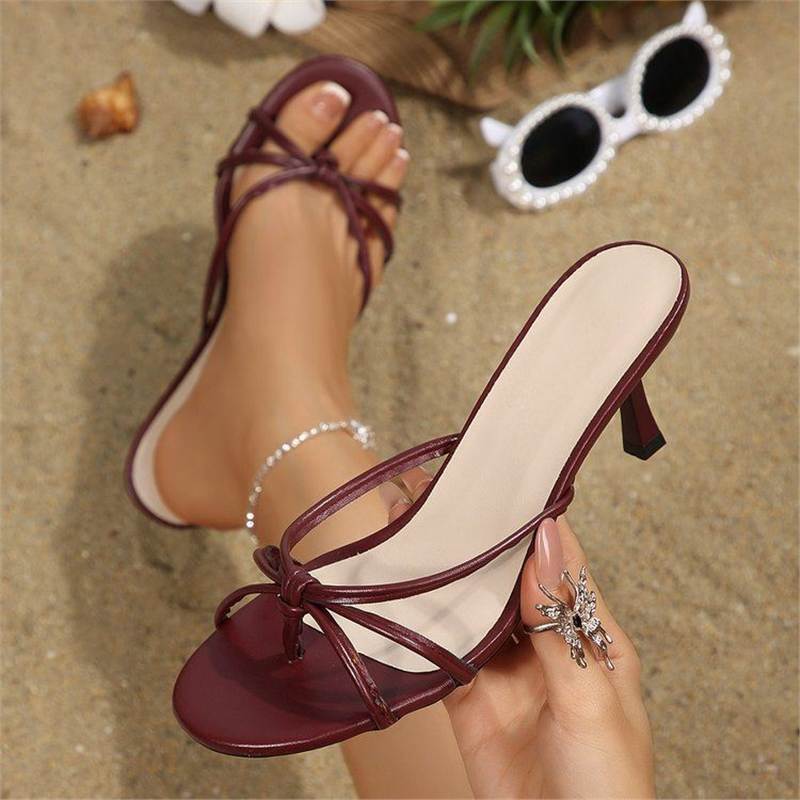 Damen Elegante Kitten‑Heel Mules mit zarten Knoten‑Riemchen und offenem Zehenbereich Drune