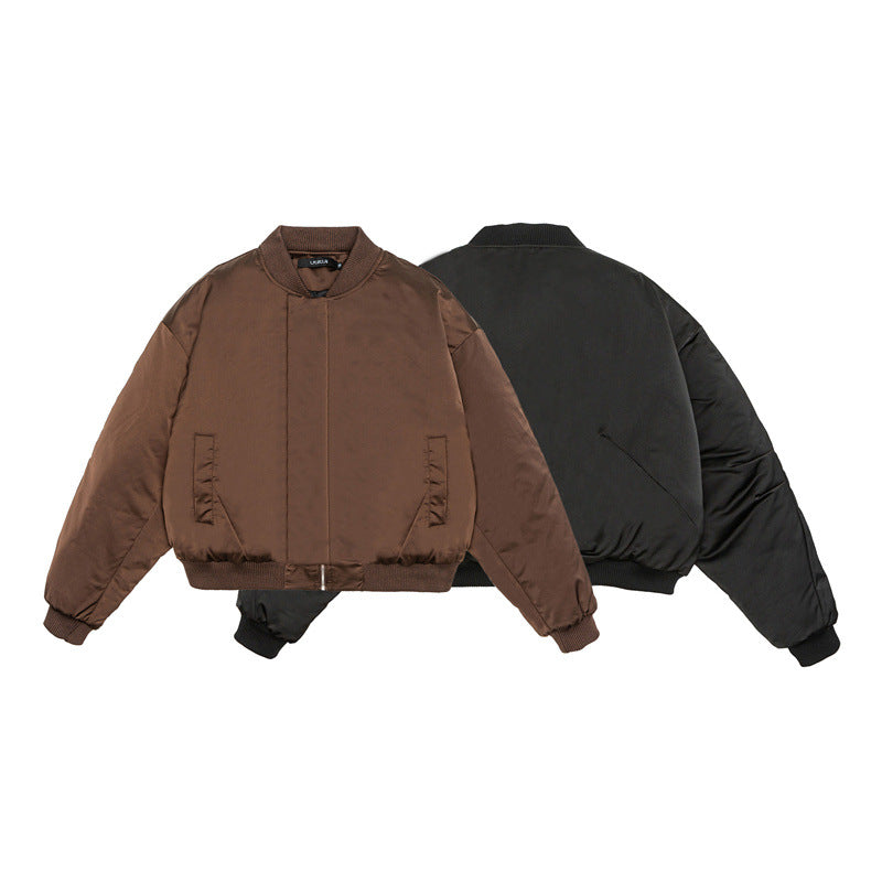 Unisex Kurz geschnittener Boxy-Puffer-Bomber mit minimalistischer Frontblende Drune