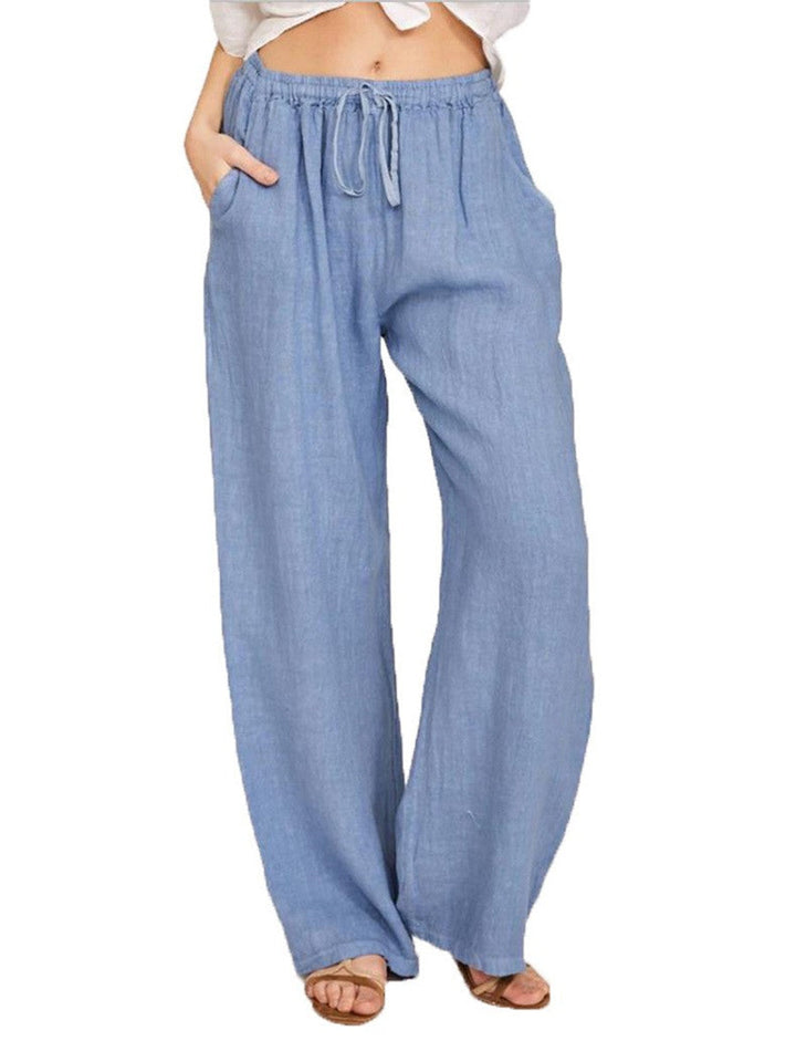 Damen Leinenhose mit weitem Bein und praktischen Seitentaschen Drune