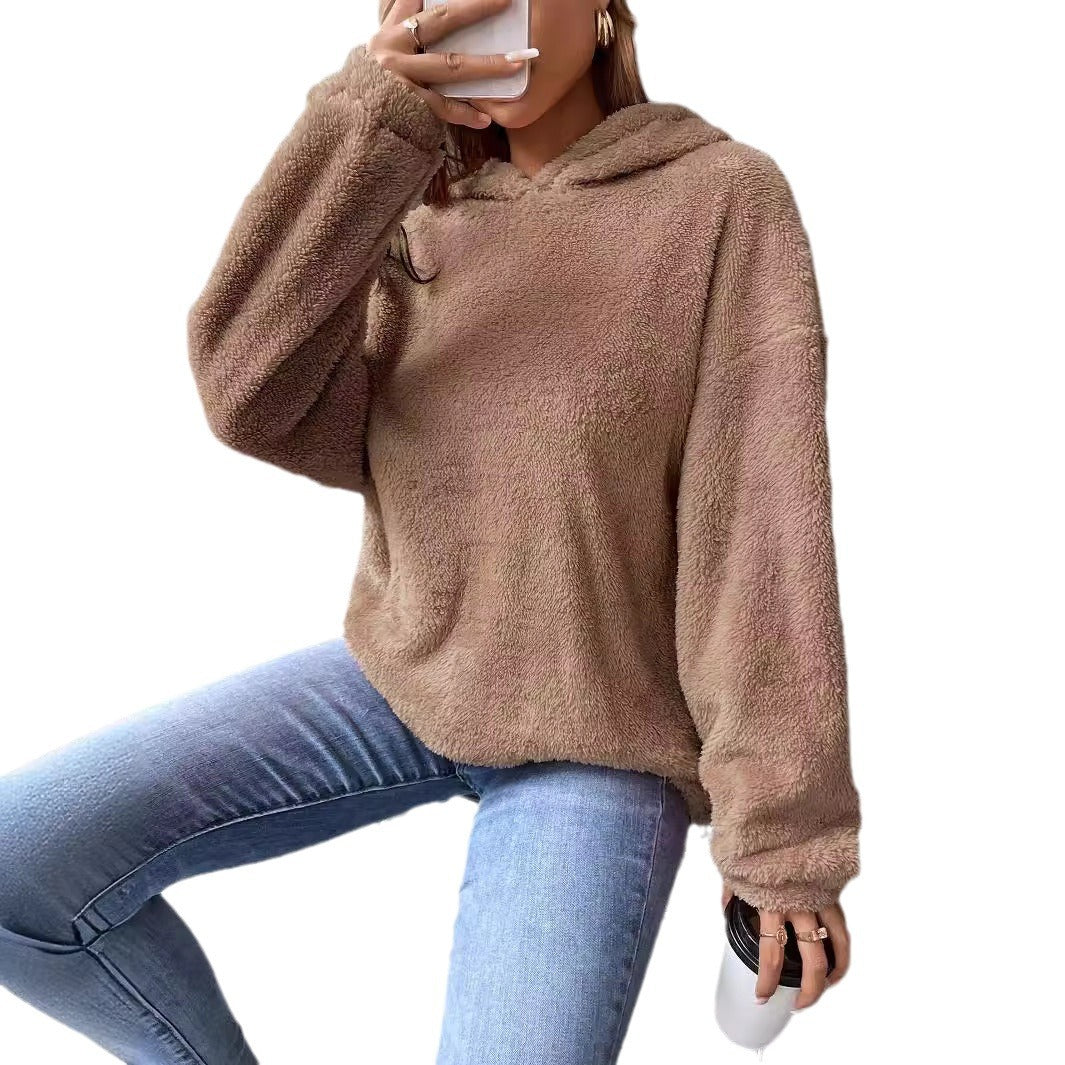 Damen Kuscheliger Hoodie mit Peter Pan Kragen Drune