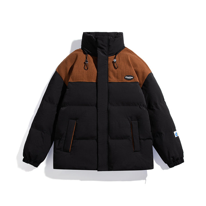 Herren Wattierte Oversize-Steppjacke mit hohem Stehkragen und kontrastiertem Schulterpaneel Drune